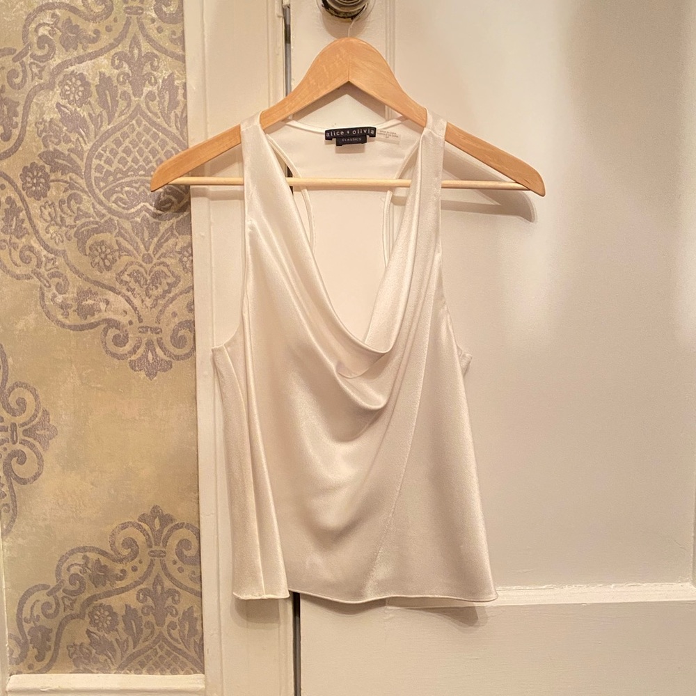 Alice + Olivia silk white top